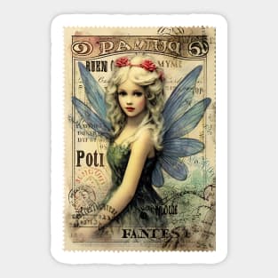 Vintage Fairy Postage Stamp Sticker